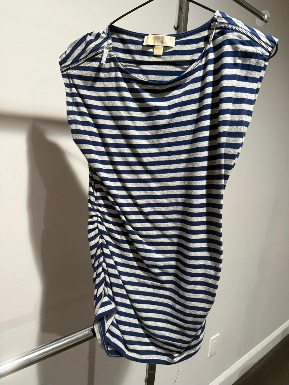 Michael Kors Navy and White Striped Short Sleeve Top